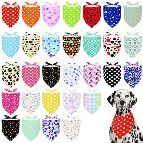 Pai Sence Hundehalstücher aus Polyester, Größe XL, wendbar, einseitig, XXL, gepunktet, Größe M, 30 Stück von Pai Sence
