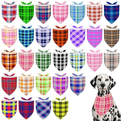 Pai Sence Hundehalstücher aus Polyester, Größe XL, wendbar, einseitig, XXL, kariert, Größe M, 30 Stück von Pai Sence