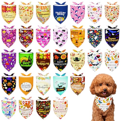 Pai Sence Hundehalstücher für Halloween, Thanksgiving, 45,7 cm, für kleine Hunde, Polyester, für Welpen, Katzen, Rassen, Party, Fellpflege, Größe S, 30 Stück von Pai Sence