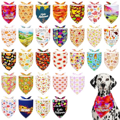 Pai Sence Hundehalstücher für große Hunde, Größe XL, Herbst-Hundehalstücher, verstellbar, Polyester, Größe L, 30 Stück von Pai Sence