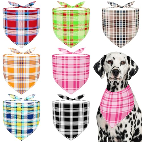 Pai Sence Hundehalstücher für große Hunde, kariert, extra groß, Polyester, einseitig bedruckt, Größe XL, 7 Stück Pai Sence Hundehalstücher für große Hunde, kariert, extra groß, Polyester, einseitig bedruckt, Größe XL, 7 Stück von Pai Sence