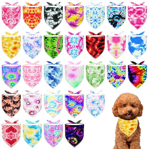 Pai Sence Hundehalstücher für kleine Hunde, Batikfärbung, Polyester, wendbarer Druck, einseitig, Batikfärbung, Welpenschals, Partypflege, Größe S, 30 Stück Pai Sence Hundehalstücher für kleine Hunde, Batikfärbung, Polyester, wendbarer Druck, einseitig, Batikfärbung, Welpenschals, Partypflege, Größe S, 30 Stück von Pai Sence