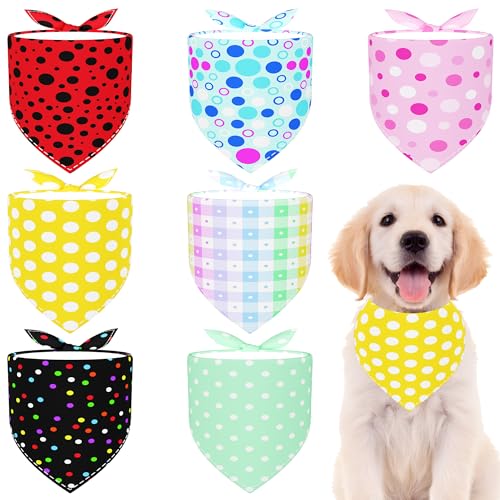 Pai Sence Hundehalstücher für kleine Hunde, Größe M, gepunktet, Saumkante, für kleine Hunde, bedruckt, einseitig, große Katzen, Partypflege, Größe M, 7 Stück Pai Sence Hundehalstücher für kleine Hunde, Größe M, gepunktet, Saumkante, für kleine Hunde, bedruckt, einseitig, große Katzen, Partypflege, Größe M, 7 Stück von Pai Sence