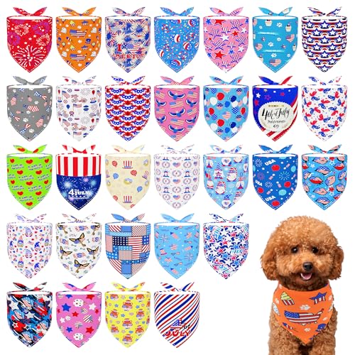 Pai Sence Hundehalstücher für kleine Hunde, Kätzchen, 45,7 cm, patriotische Hundehalstücher, Größe XS, Welpen, Hunde, Unabhängigkeitstag, Größe S, 30 Stück von Pai Sence