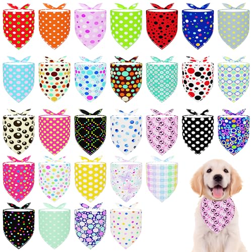 Pai Sence Hundehalstücher für kleine Hunde, Polyester, mittelgroß, wendbar, einseitig, groß, gepunktet, Größe M, 30 Stück von Pai Sence