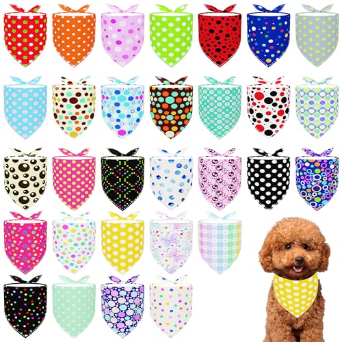 Pai Sence Hundehalstücher für kleine Hunde, Polyester, wendbar, bedruckt, einseitig gepunktet, für Partys, Fellpflege, Größe S, 30 Stück Pai Sence Hundehalstücher für kleine Hunde, Polyester, wendbar, bedruckt, einseitig gepunktet, für Partys, Fellpflege, Größe S, 30 Stück von Pai Sence