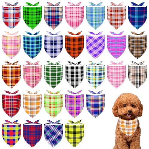 Pai Sence Hundehalstücher für kleine Hunde, Polyester, wendbar, einseitig, kariert, für Partys, Fellpflege, Größe S, 30 Stück Pai Sence Hundehalstücher für kleine Hunde, Polyester, wendbar, einseitig, kariert, für Partys, Fellpflege, Größe S, 30 Stück von Pai Sence