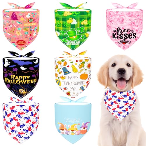 Pai Sence Hundehalstücher für kleine Hunde, Saumkante am 4. Juli, patriotische Hunde, Bandanas für mittelgroße Welpen, Halloween, große Katzen, Fellpflege, Größe M, 7 Stück Pai Sence Hundehalstücher für kleine Hunde, Saumkante am 4. Juli, patriotische Hunde, Bandanas für mittelgroße Welpen, Halloween, große Katzen, Fellpflege, Größe M, 7 Stück von Pai Sence