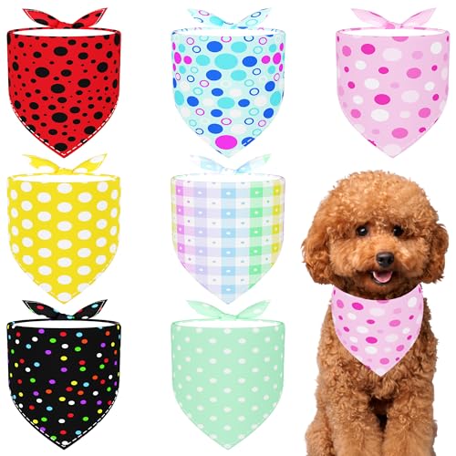Pai Sence Hundehalstücher für kleine Hunde und Kätzchen, gepunktet, genähter Rand, Hundehalstücher für Welpen, Hunde, XS, bedruckt, einseitig, Partypflege, Größe S, 7 Stück Pai Sence Hundehalstücher für kleine Hunde und Kätzchen, gepunktet, genähter Rand, Hundehalstücher für Welpen, Hunde, XS, bedruckt, einseitig, Partypflege, Größe S, 7 Stück von Pai Sence
