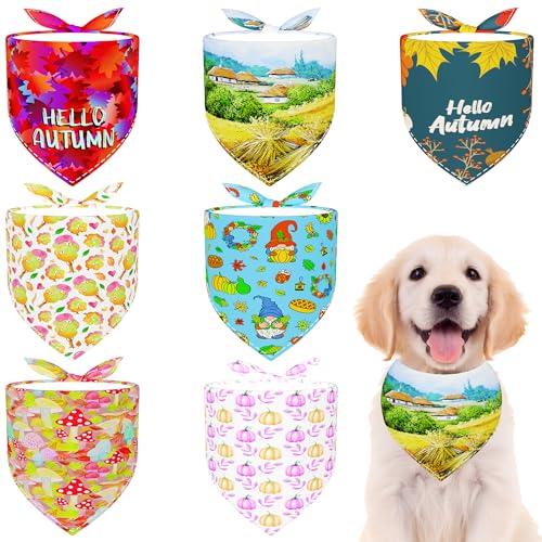 Pai Sence Hundehalstücher für kleine und mittelgroße Hunde, 63,5 cm, verstellbar, großer Saum, Saumkante, Fellpflege, Größe M, 7 Stück Pai Sence Hundehalstücher für kleine und mittelgroße Hunde, 63,5 cm, verstellbar, großer Saum, Saumkante, Fellpflege, Größe M, 7 Stück von Pai Sence