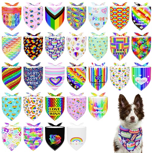 Pai Sence Hundehalstücher in Regenbogenfarben, für große Hunde, 84 cm, LGBT, Größe XL, 30 Stück von Pai Sence