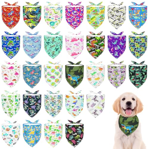 Pai Sence Hundehalstücher mit Dinosaurier-Motiv für kleine Hunde, Polyester, mittelgroß, wendbar, bedruckt, einseitig, große Dinosaurier-Schals, Partypflege, Größe M, 30 Stück Pai Sence Hundehalstücher mit Dinosaurier-Motiv für kleine Hunde, Polyester, mittelgroß, wendbar, bedruckt, einseitig, große Dinosaurier-Schals, Partypflege, Größe M, 30 Stück von Pai Sence
