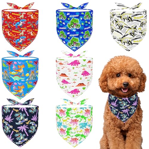 Pai Sence Hundehalstücher mit Dinosaurier-Motiv für kleine Hunde und Kätzchen, genähte Kanten, Hundehalstücher für Welpen, Hunde, XS, bedruckt, einseitig, für Party, Fellpflege, Größe S, 7 Stück Pai Sence Hundehalstücher mit Dinosaurier-Motiv für kleine Hunde und Kätzchen, genähte Kanten, Hundehalstücher für Welpen, Hunde, XS, bedruckt, einseitig, für Party, Fellpflege, Größe S, 7 Stück von Pai Sence