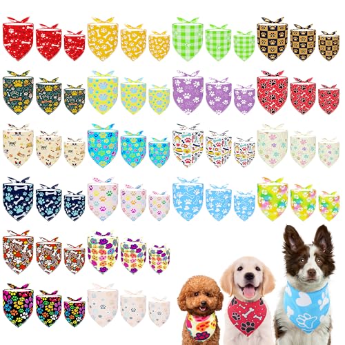 Pai Sence Hundehalstücher mit Pfotenabdruck, 3 Größen, für kleine, mittelgroße und große Hunde und Katzen, verstellbare Schals, tägliche Partypflege, S, M, L, 60 Stück Pai Sence Hundehalstücher mit Pfotenabdruck, 3 Größen, für kleine, mittelgroße und große Hunde und Katzen, verstellbare Schals, tägliche Partypflege, S, M, L, 60 Stück von Pai Sence