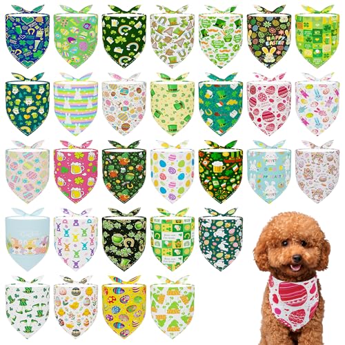 Pai Sence St. Patrick's Day Hundehalstücher für kleine Hunde, verstellbar, St. Patrick's Day und Ostern, Größe S, 30 Stück von Pai Sence