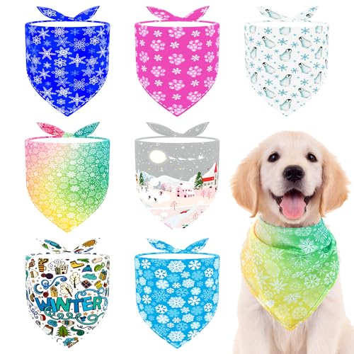 Pai Sence Winter-Hundehalstücher für mittelgroße Hunderassen, verstellbar, saisonale Hundehalstücher für kleine Hunde, Größe 63,5 cm, Schneeflocken, Fellpflege, M, 7 Stück Pai Sence Winter-Hundehalstücher für mittelgroße Hunderassen, verstellbar, saisonale Hundehalstücher für kleine Hunde, Größe 63,5 cm, Schneeflocken, Fellpflege, M, 7 Stück von Pai Sence