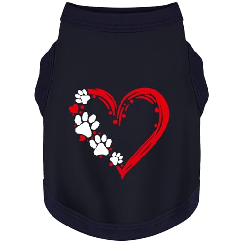 Discover Cozy Sleeveless Canine Wear: Weiches, leichtes und atmungsaktives Hunde-Shirt aus Baumwolle mit Herz- und Pfoten-Grafik. Das Tanktop ist ideal für kleine, mittelgroße und große Rassen von Paiaite