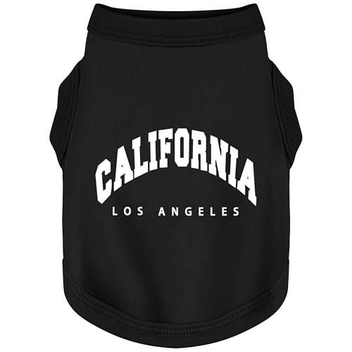 Entdecken Sie Cozy Cotton Canine Wear: Weiches, leichtes und atmungsaktives Hundehemd mit auffälligen Grafiken (Kalifornien), hält Ihren pelzigen Freund warm und bequem. Schwarz, Größe S von Paiaite