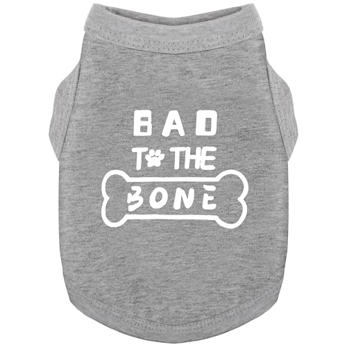 Entdecken Sie Cozy Cotton Canine Wear: Weiches, leichtes und atmungsaktives Hundehemd mit auffälligen Grafiken (schlecht bis auf die Knochen), hält Ihren pelzigen Freund warm und bequem. Grau, Größe von Paiaite