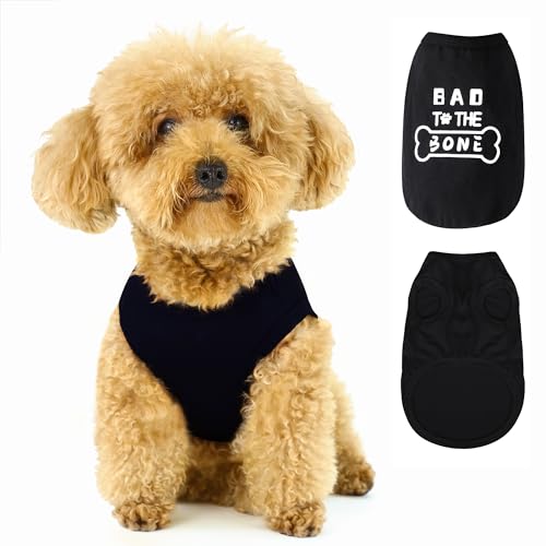 Entdecken Sie Cozy Cotton Canine Wear: Weiches, leichtes und atmungsaktives Hundehemd mit auffälligen Grafiken (schlecht bis auf die Knochen), hält Ihren pelzigen Freund warm und bequem. Schwarz, von Paiaite