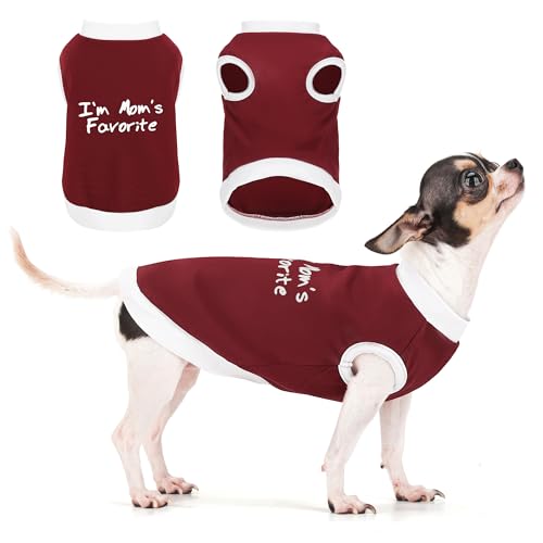 Gemütliche, ärmellose Hundebekleidung für Hunde, weich, leicht und atmungsaktiv, Baumwolle, mit Aufdruck "I'm Mom's Favorite", ideal für kleine, mittelgroße und große Rassen, Weinrot, Größe XXL Gemütliche, ärmellose Hundebekleidung für Hunde, weich, leicht und atmungsaktiv, Baumwolle, mit Aufdruck "I'm Mom's Favorite", ideal für kleine, mittelgroße und große Rassen, Weinrot, Größe XXL von Paiaite