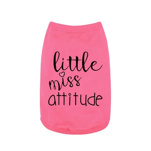 Hundekleidung für Hunde, weich, leicht, mit Aufdruck "Little Miss Attitude", perfekt für kleine und mittelgroße Hunde, Rosa / Rot von Paiaite