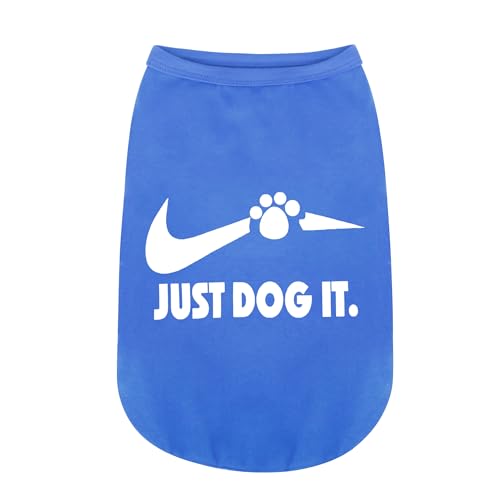 Paiaite Ärmelloses Hunde-Shirt aus Baumwolle, stilvoll mit einem "Just Dog It"-Aufdruck, Welpen-Tanktop, Hunde-Shirt, Haustierbekleidung, bunt, atmungsaktiv, Hundekleidung für kleine, mittelgroße von Paiaite