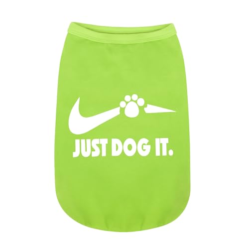 Paiaite Ärmelloses Hunde-Shirt aus Baumwolle, stilvoll mit einem "Just Dog It"-Aufdruck, Welpen-Tanktop, Hunde-Shirt, Haustierbekleidung, bunt, atmungsaktiv, Hundekleidung für kleine und mittelgroße von Paiaite