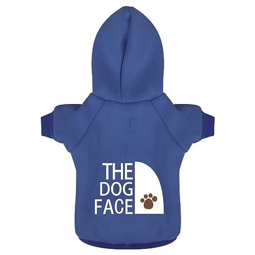 Paiaite Blauer Chihuahua-Hunde-Kapuzenpullover: Halten Sie Ihren Welpen warm und stilvoll mit einem bedruckten Sweatshirt mit der Aufschrift "The Dog Face" und Haustierkleidung und Pullovermantel in von Paiaite