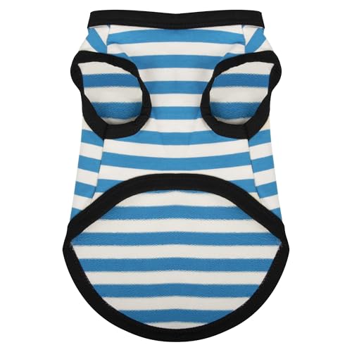 Paiaite Hunde-Shirts, gestreiftes ärmelloses Baumwoll-Tanktop für kleine, mittelgroße Hunde, Blau, Größe XXL Paiaite Hunde-Shirts, gestreiftes ärmelloses Baumwoll-Tanktop für kleine, mittelgroße Hunde, Blau, Größe XXL von Paiaite