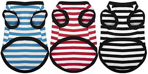 Paiaite Gestreiftes Hundehemd, Baumwolle, ärmellos, atmungsaktiv, Tank-Top, buntes Welpen-Sweatshirt, Hundekleidung für kleine, mittelgroße Hunde, XL, 3 Stück Paiaite Gestreiftes Hundehemd, Baumwolle, ärmellos, atmungsaktiv, Tank-Top, buntes Welpen-Sweatshirt, Hundekleidung für kleine, mittelgroße Hunde, XL, 3 Stück von Paiaite