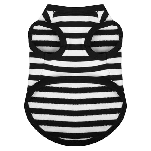 Paiaite Gestreiftes Shirt in fröhlichen Farben, Baumwolle, ärmellos, für Welpen, atmungsaktiv, Tanktop, buntes Welpen-Sweatshirt, Hundekleidung für kleine und mittelgroße Hunde, Schwarz, Größe M Paiaite Gestreiftes Shirt in fröhlichen Farben, Baumwolle, ärmellos, für Welpen, atmungsaktiv, Tanktop, buntes Welpen-Sweatshirt, Hundekleidung für kleine und mittelgroße Hunde, Schwarz, Größe M von Paiaite