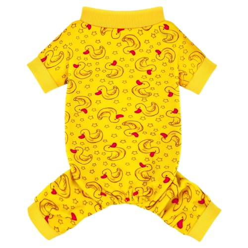 Paiaite Hunde-Pyjama-Einteiler: Bequeme vierbeinige Bekleidung für kleine, mittelgroße und große Hunde, Polyester-Material für Komfort, knitterfrei, Feuchtigkeitstransport, dehnbar, rotierende Ente von Paiaite