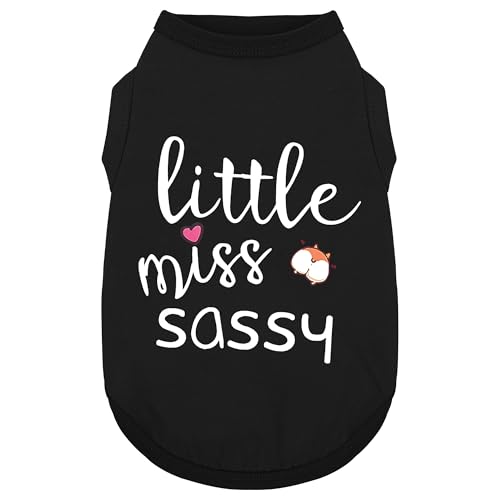 Paiaite Hundebekleidung, modisch, ärmellos, mit Aufdruck "Little Miss Sassy", Baumwolle, ideal für kleine, mittelgroße und große Rassen, sorgt für Komfort und Atmungsaktivität, Schwarz, Größe S Paiaite Hundebekleidung, modisch, ärmellos, mit Aufdruck "Little Miss Sassy", Baumwolle, ideal für kleine, mittelgroße und große Rassen, sorgt für Komfort und Atmungsaktivität, Schwarz, Größe S von Paiaite