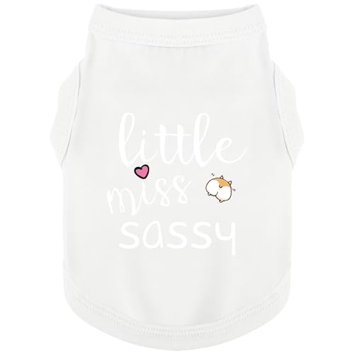 Paiaite Hundebekleidung, modisch, ärmellos, mit Aufdruck "Little Miss Sassy", Baumwolle, ideal für kleine, mittelgroße und große Rassen, sorgt für Komfort und Atmungsaktivität, Weiß, Größe XS Paiaite Hundebekleidung, modisch, ärmellos, mit Aufdruck "Little Miss Sassy", Baumwolle, ideal für kleine, mittelgroße und große Rassen, sorgt für Komfort und Atmungsaktivität, Weiß, Größe XS von Paiaite