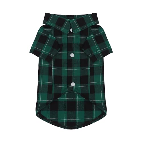 Paiaite Kariertes Hunde-Shirt: Klassischer karierter grüner Stil aus Baumwolle für große, mittelgroße und kleine Rassen, Komfort, Atmungsaktivität und Eleganz. Perfekt für den Alltag und Fotoshootings von Paiaite