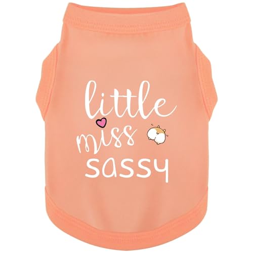 Paiaite Modische ärmellose Haustierweste: "Little Miss Sassy" bedrucktes Baumwoll-Hunde-Shirt, ideal für kleine, mittelgroße und große Rassen, sorgt für Komfort und Atmungsaktivität, Orange / Rosa von Paiaite