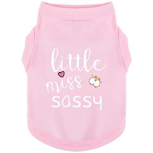 Paiaite Modische ärmellose Haustierweste: "Little Miss Sassy" bedrucktes Baumwoll-Hunde-Shirt, ideal für kleine, mittelgroße und große Rassen, sorgt für Komfort und Atmungsaktivität, Rosa, Größe L von Paiaite