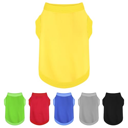 Verbessern Sie das modische Quotient Ihres Hundes mit farbenfrohen und atmungsaktiven ärmellosen Baumwollhemden. Perfekte Haustierbekleidung für kleine bis mittelgroße Hunde, Gelb, Größe XS Verbessern Sie das modische Quotient Ihres Hundes mit farbenfrohen und atmungsaktiven ärmellosen Baumwollhemden. Perfekte Haustierbekleidung für kleine bis mittelgroße Hunde, Gelb, Größe XS von Paiaite