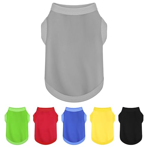 Verbessern Sie das modische Quotient Ihres Hundes mit farbenfrohen und atmungsaktiven ärmellosen Baumwollhemden. Perfekte Haustierbekleidung für kleine bis mittelgroße Hunde, Grau, Größe XXL Verbessern Sie das modische Quotient Ihres Hundes mit farbenfrohen und atmungsaktiven ärmellosen Baumwollhemden. Perfekte Haustierbekleidung für kleine bis mittelgroße Hunde, Grau, Größe XXL von Paiaite