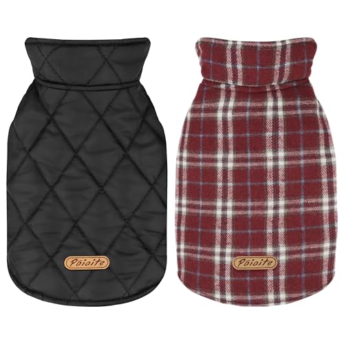 Wendbarer Warmer Hundemantel mit Klettverschlüssen: britischer Stil, Karierte Jacke für den Winter, gemütliche Kaltwetterweste für kleine, mittelgroße und große Hunde, ideal für Schnee und Wendbarer Warmer Hundemantel mit Klettverschlüssen: britischer Stil, Karierte Jacke für den Winter, gemütliche Kaltwetterweste für kleine, mittelgroße und große Hunde, ideal für Schnee und von Paiaite