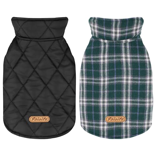 Wendbarer warmer Hundemantel mit Klettverschlüssen: britischer Stil, karierte Jacke für den Winter, gemütliche Kaltwetterweste für kleine, mittelgroße und große Hunde, ideal für Schnee und Wendbarer warmer Hundemantel mit Klettverschlüssen: britischer Stil, karierte Jacke für den Winter, gemütliche Kaltwetterweste für kleine, mittelgroße und große Hunde, ideal für Schnee und von Paiaite