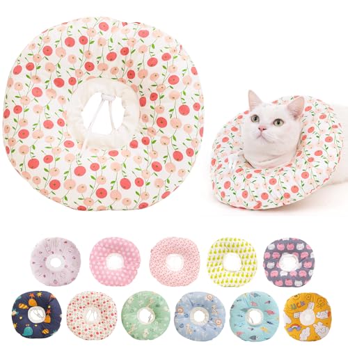Paipeper Aufblasbares Kegelhalsband für Katzen nach Operationen, weicher und alternativer Katzenkegel, Anti-Leck-Wund-Elizabethan, bequemes E-Halsband (Little Cherry-xs) von Paipeper