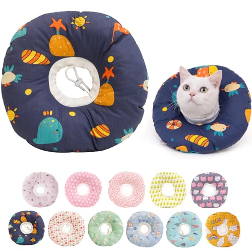Paipeper Aufblasbares Kegelhalsband für Katzen nach Operationen, weicher und alternativer Katzenkegel, Anti-Leck-Wund-Elizabethan, bequemes E-Halsband (Meeresboden-XS) von Paipeper