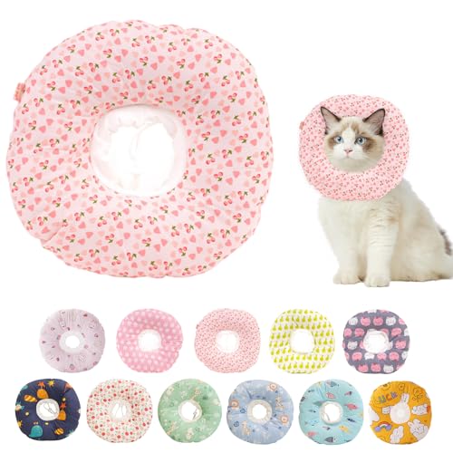 Paipeper Aufblasbares Kegelhalsband für Katzen nach Operationen, weicher und alternativer Katzenkegel, Anti-Leck-Wund-Elizabethan, bequemes E-Halsband (kleine Erdbeere) von Paipeper