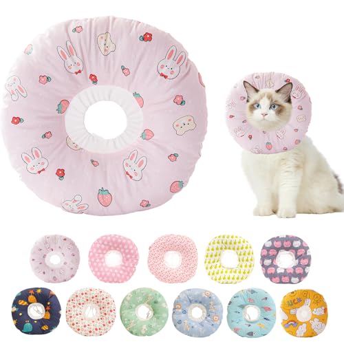 Paipeper Aufblasbares Kegelhalsband für Katzen nach Operationen, weicher und alternativer Katzenkegel, Anti-Leck-Wund-Elizabethan, bequemes E-Kragen (Floret-M) von Paipeper