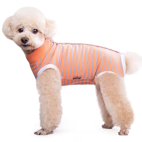 Paipeper Chirurgie-Genesungsanzug für Hündinnen, Einteiler für Hündinnen, Alternative zu E-Halsbandkegeln, für kleine und mittelgroße Hunde, verhindert Haarausfall und Lecken der Wunde (orange-grau, von Paipeper