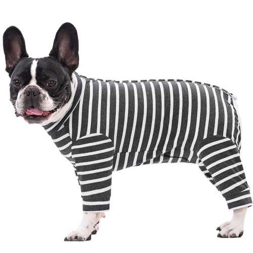 Paipeper Hunde-OP-Anzug für kleine und mittelgroße Hunde, Hundebody verhindert Haarausfall und Lecken von Wunden, Hunde-Pyjama, Alternative zu E-Halsbändern (schwarz-weiß gestreift, Größe 2XL) von Paipeper