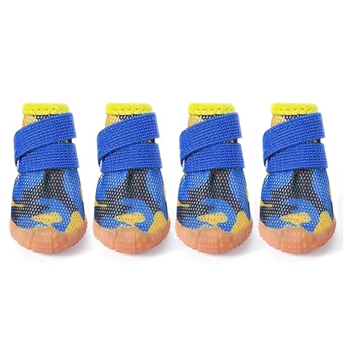 Paipeper Hundeschuhe für kleine Hunde, atmungsaktive Hundestiefel, Haustierpfotenschutz für heißen Bürgersteig und Winterschnee, Spaziergänge im Freien und Hartböden im Innenbereich (Blau, Größe 5) von Paipeper