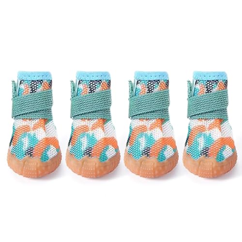 Paipeper Hundeschuhe für kleine Hunde, atmungsaktive Hundestiefel, Haustierpfotenschutz für heißen Bürgersteig und Winterschnee, Spaziergänge im Freien und Hartböden im Innenbereich (Cyan, Größe 1) von Paipeper